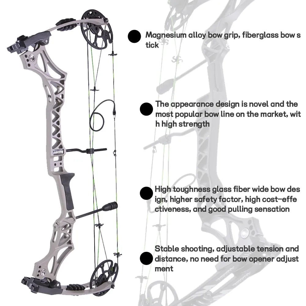 Archery Compound Bow Set 30-70lbs Let-off 80%  IBO 320 fps for RH Outdoor Hunting Shooting Training Practice Sports