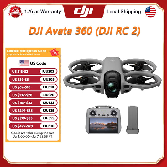 DJI Avata 360 Drone Dual Modes 360° & Single Lens Drone With 1-Inch 8K 360° Imaging for FPV & Aerial Filming 360° Camera Drone With Propeller Guard Elevate 360° View O4+ FHD Video Transmission