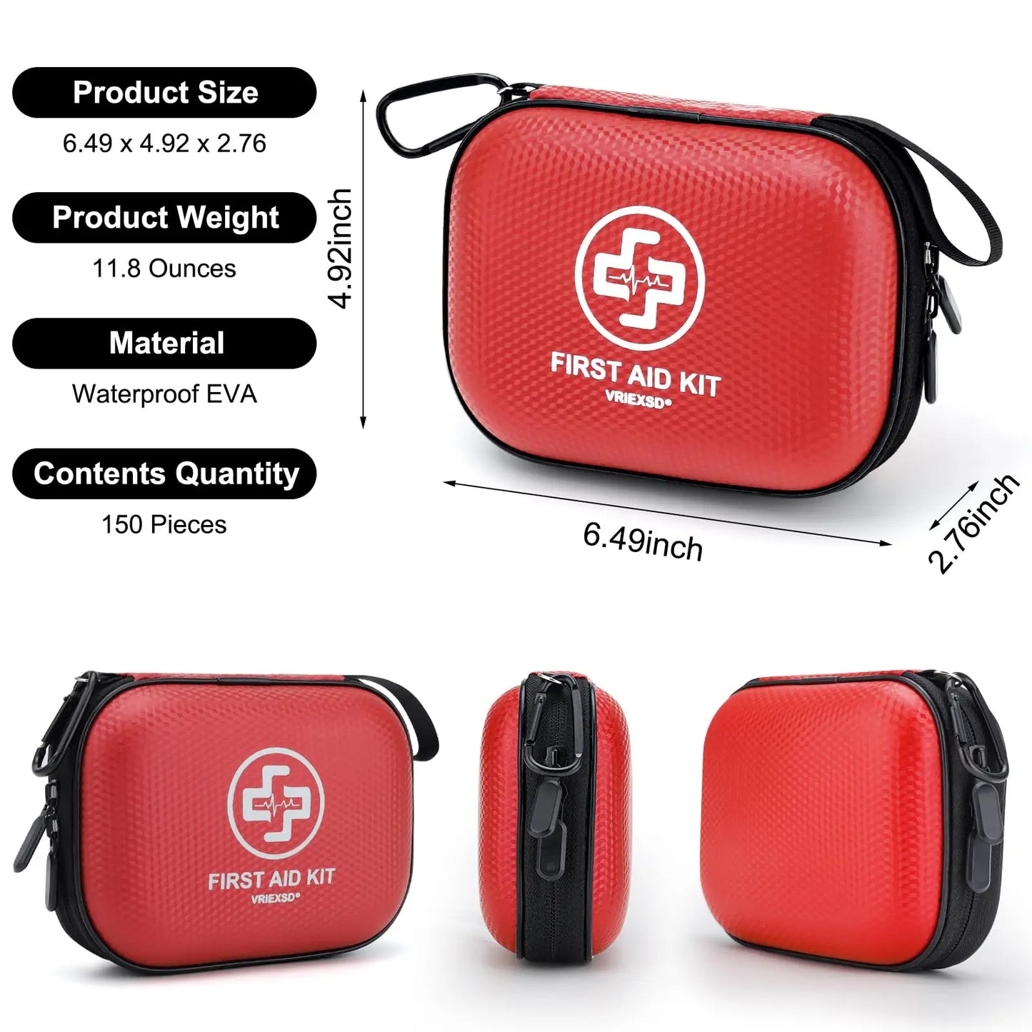 150-Piece Mini First Aid Kit, Waterproof Hard Shell for Home Car Travel