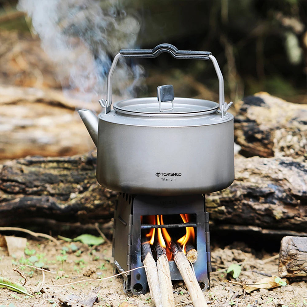Tomshoo 600/1000ml Coffee Kettle Portable Ultralight Titainum Camping Water Kettle Outdoor Coffee Pot Teapot Home Hiking Picnic