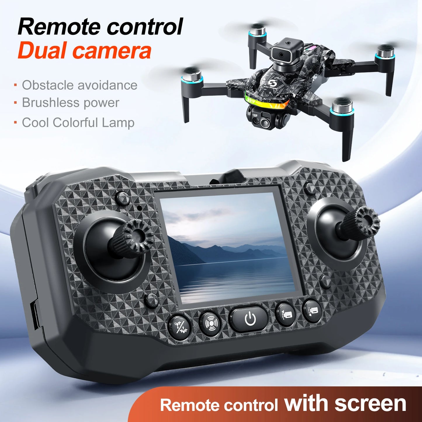 LED Stunt Drone For Night Party All Round Obstacle Avoidance Mini Drone Brushless Motor GPS Foldable One Key Take Off Landing Drone