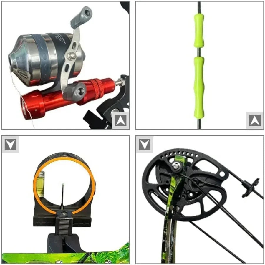 Bowfishing Bow Kit with Arrow Ready to Shoot Right Handed 15-45 LBS Draw Length 18"-29.5" AdjustableAxle-to-Axle: 34.2" Complet