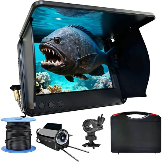 Underwater Camera for Fishing 5" IPS,98ft Cable, IP68 Waterproof,Portable Fish Finder with Night Vision for Ice, Boat, Bank,Kaya