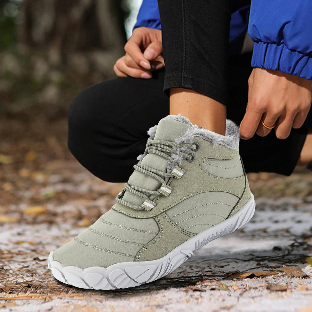 Warm Hike Shoes Non-Slip Waterproof Warm Fur Lined for Women Men (Green 45)