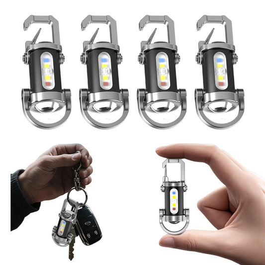 Mini Flashlight Multifunctional Pocket Flashlight Type-C USB Rechargeable Portable Keychain Torch Waterproof for Camping Hiking