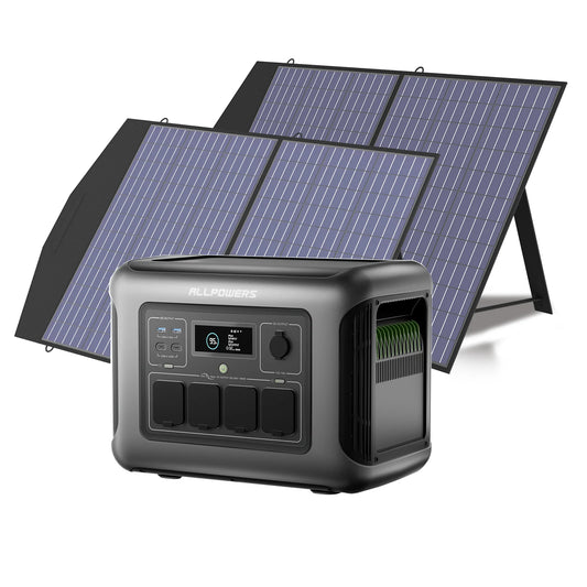 ALLPOWERS R1500 LITE Portable Power Station with Solar Panel 100W 200W 1056Wh LiFePO4 Battery Solar Generator for Outdoor RV