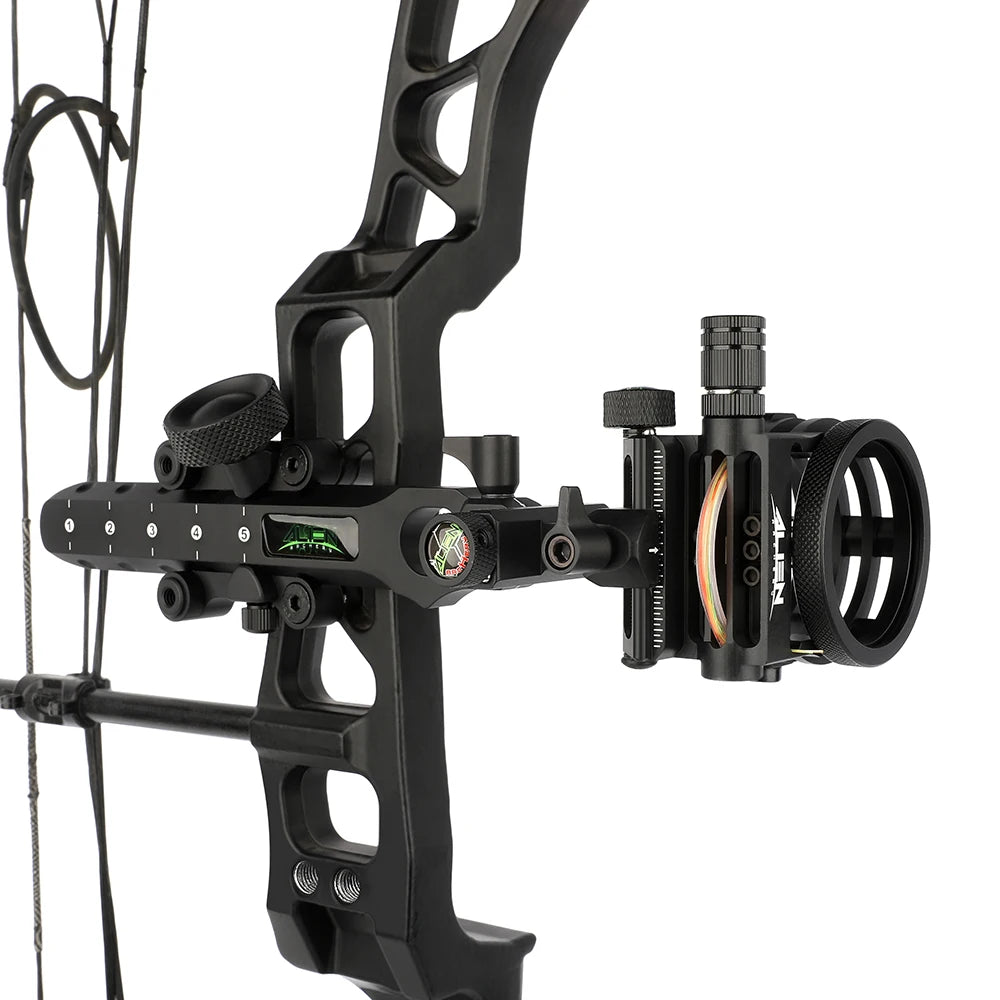 Five Pin Compound Bow Sight Archery Sight CNC Aluminum Alloy 0.019“ Optical Fiber Left Right Hand Hunting Bow Accessories