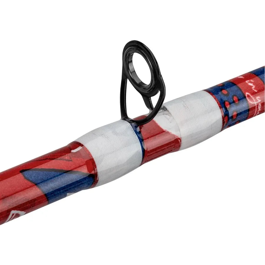 Krazy Americana Baitcast Combo with 7' 1pc Medium Heavy IM7 Graphite Rod and Cork Grips for Precision Fishing in Freshwater and