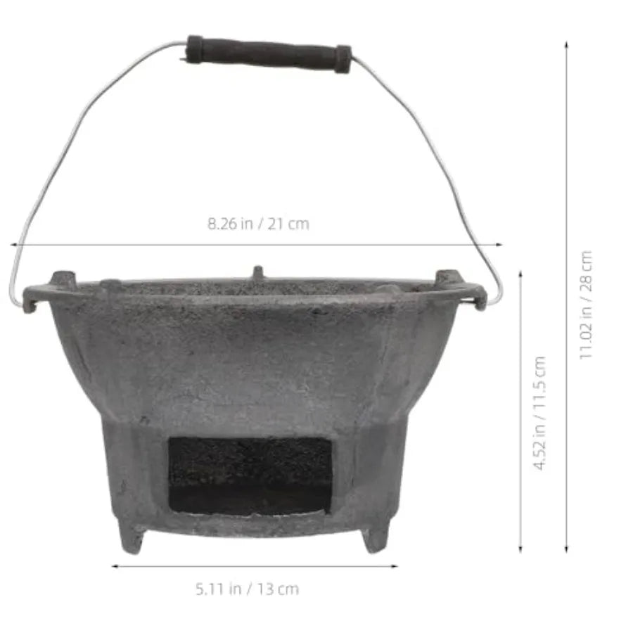 DOITOOL Cast Iron Charcoal Hibachi Grill Portable Charcoal Grill for Outdoor Camping Barbecue Cooking with Compact Design Top D