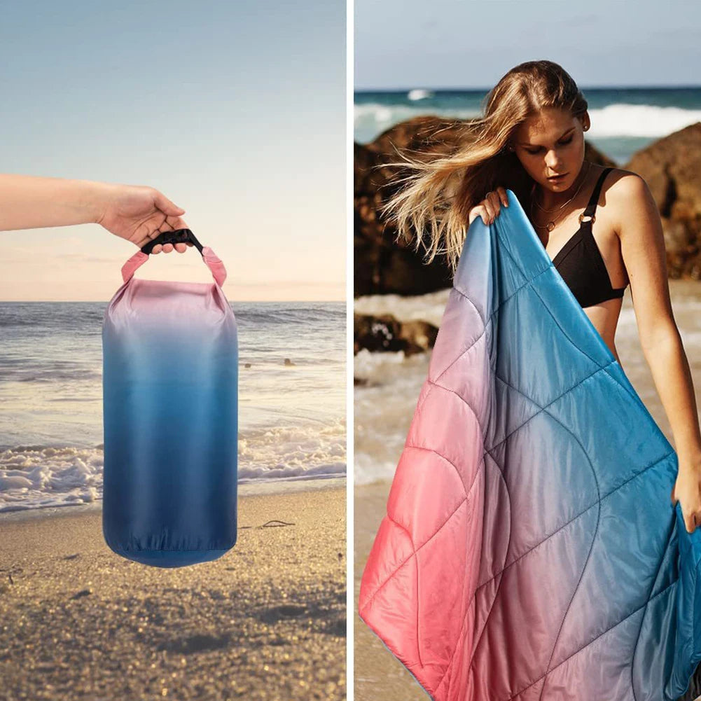 Outdoor Puffy Camping Blanket Waterproof Portable Puffy Insulated Quilt Windproof for Traveling Picnic Beach Party