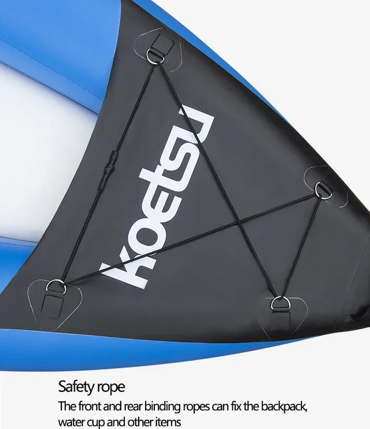 KOETSU 1-2 Persons Inflatable PVC Kayak Fishing Canoe Dinghy 3.0/3.7 M Single/Double Kayak Boats for Rafting Water Sports