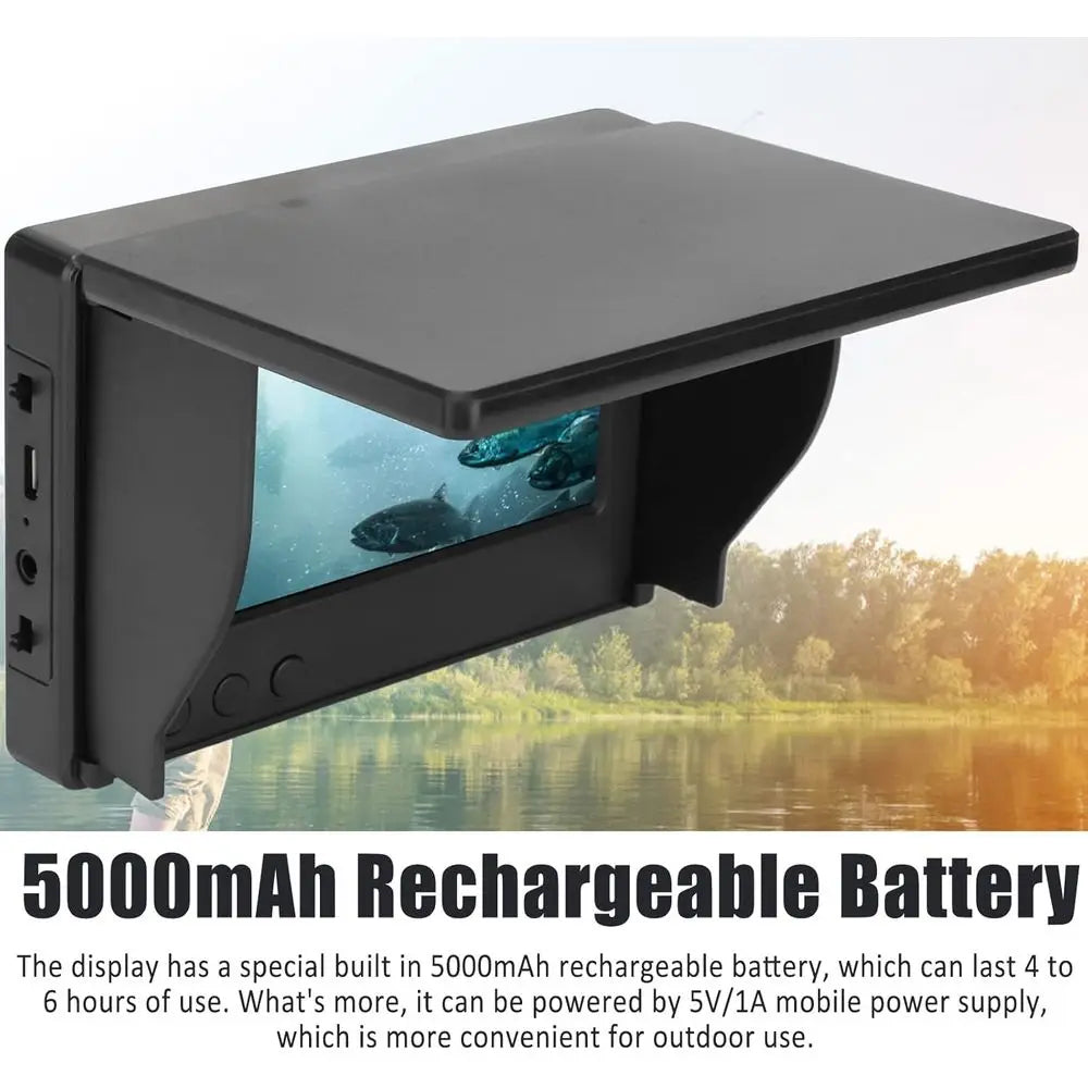 4.3 Full-View Angle Fish Finder, 800x480 Cam, 5000mAh Battery, Ideal for Sea, Ice, Lake Fishing, 3.5mm Jack Support