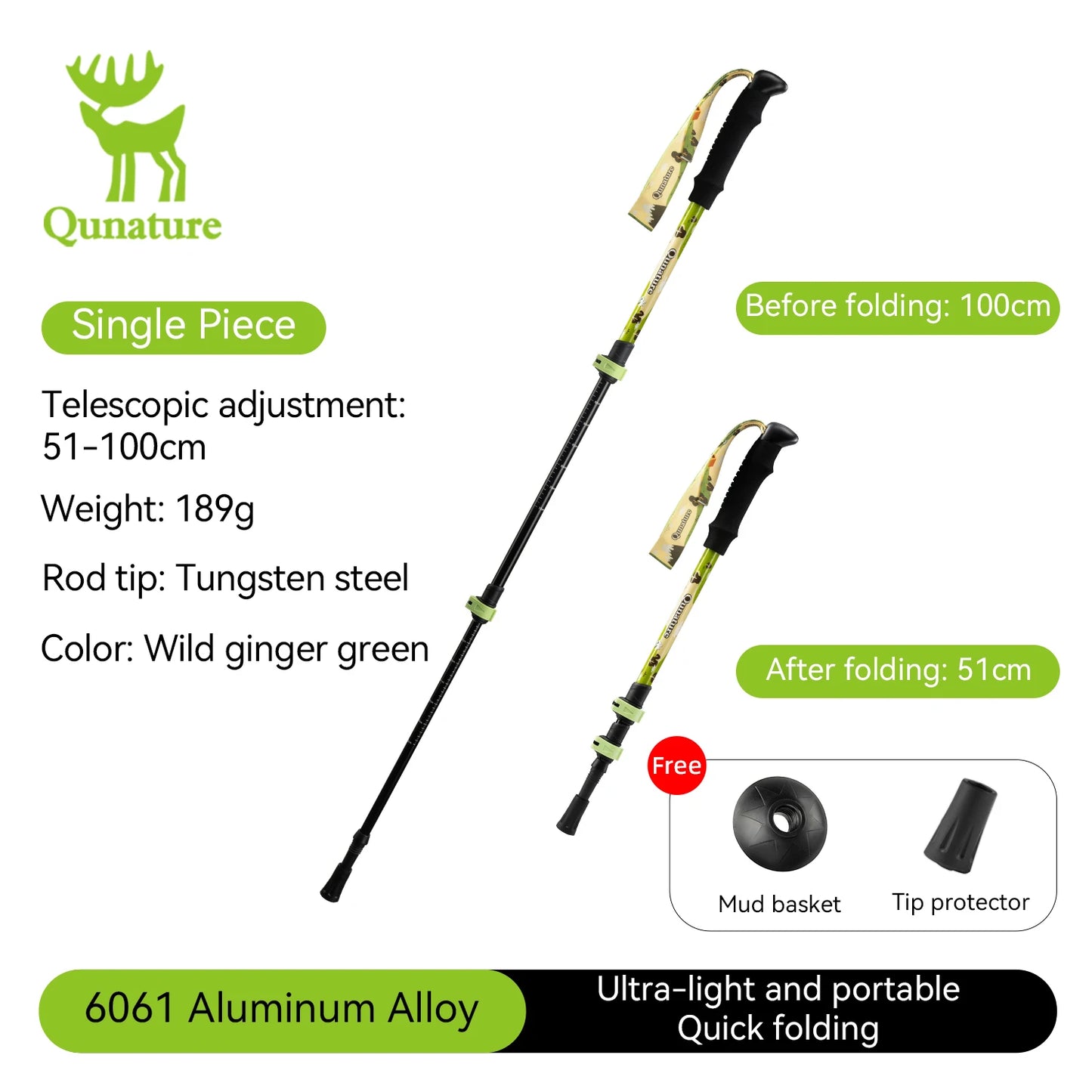 Qunature Kids Hiking Poles Aluminum Alloy Telescopic Outdoor Walking Sticks Children NonSlip Unisex for Mountain Climbing Hiking