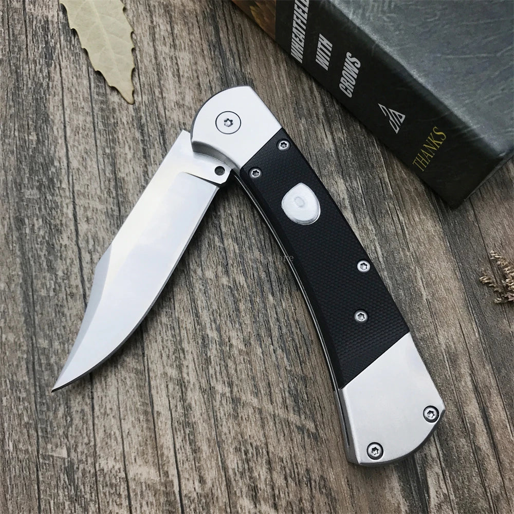 Multi-functional Pocket Knife 2.91-inch D2 Steel Blade Black G10 Handle Portable Outdoor Fruit Folding Knife EDC Camping Hiking Hunting Tactical Tool Gift