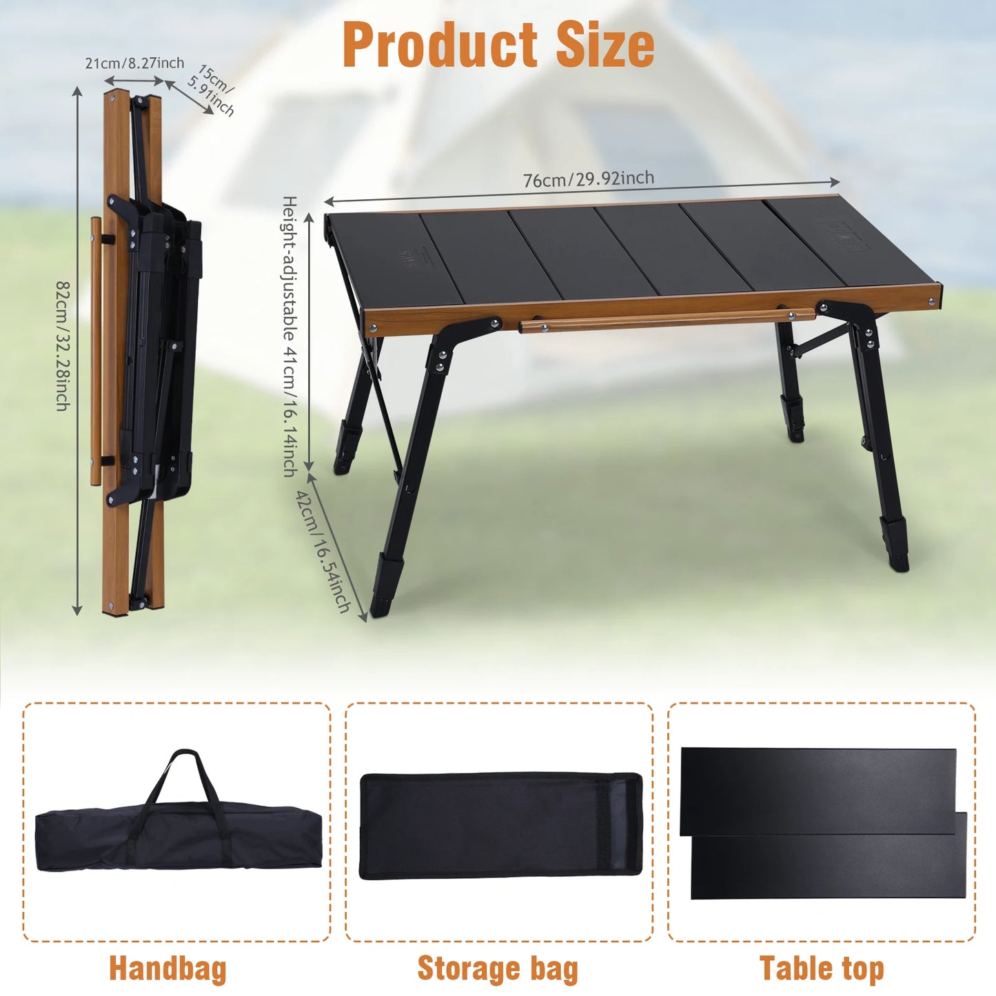 Ultralight Aluminum IGT Folding Camping Table Portable Outdoor Table with Carry Bag for BBQ Grill Picnic Travel Fishing Supplies