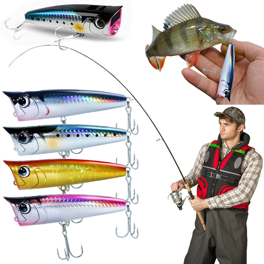 Popper Fishing Lure 90mm 15g Floating Fishing Lure 3D Eyes Artificial Wobbler Swimbait for Freshwater Saltwater Surface Fishing