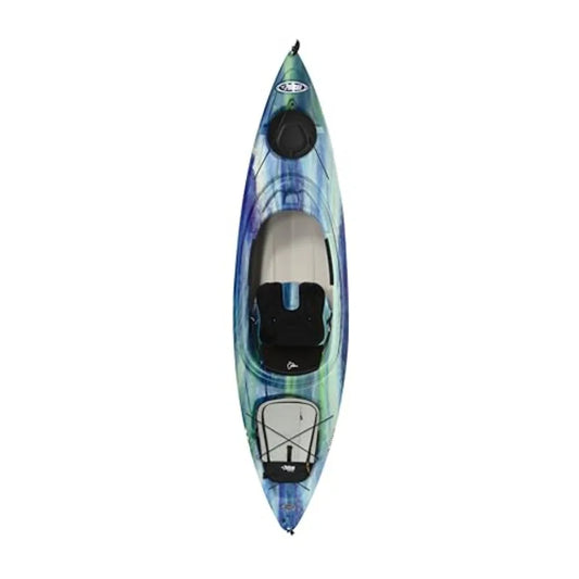 Recreational sit-in kayak for calm water use, lightweight patented Ram-X material, black color, ergonomic Ergobreeze seating sy