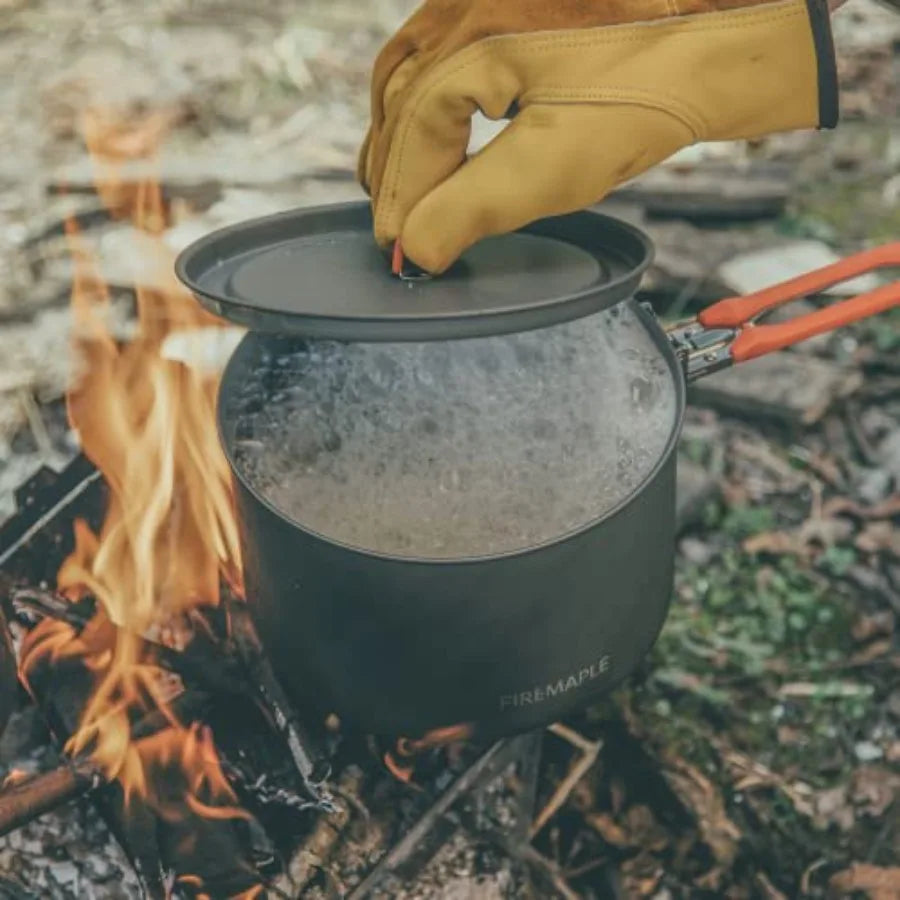 Feast Outdoor Camping Cookware Set, Portable Stackable Cooking Pot and Pan Kit with Kettle, Saucepans and Spatula for Hiking, F