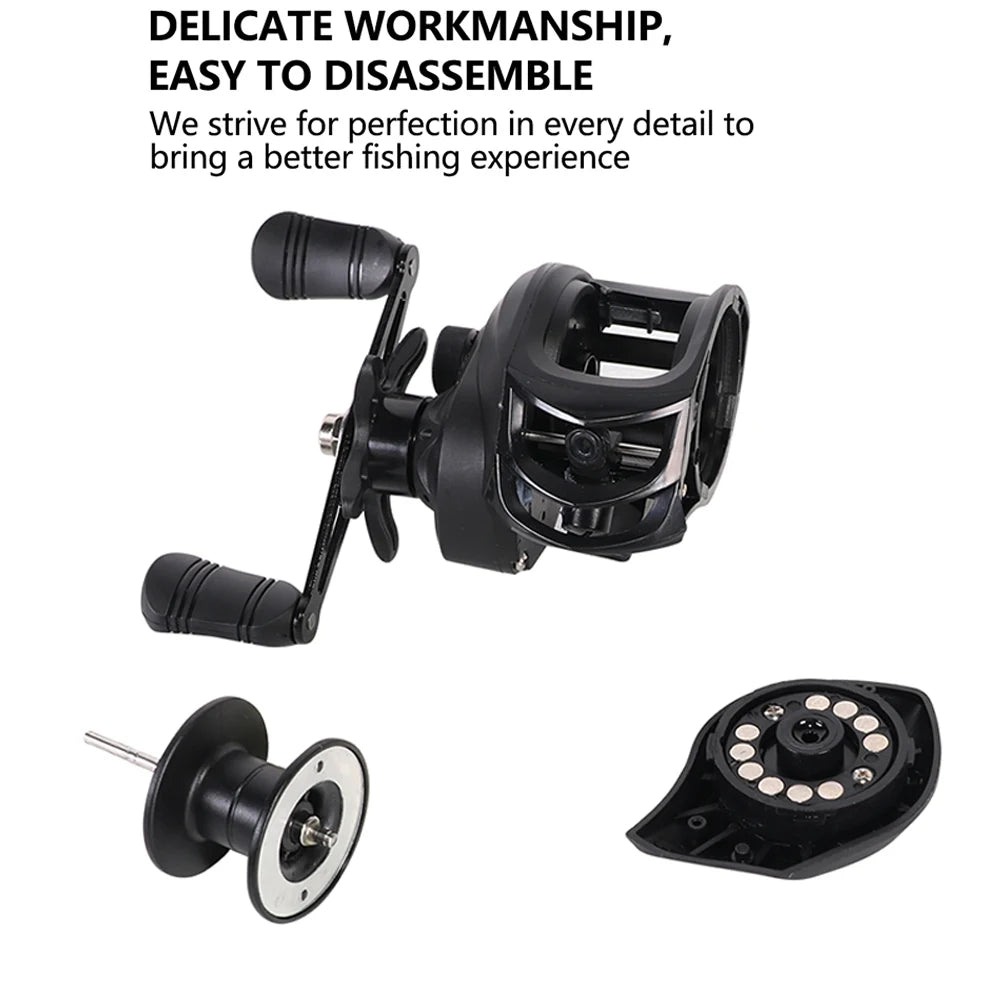 Baitcasting Fishing Wheel 7.2/1 Gear Ratio Baitcasting Reel Metal Saltwater Freshwater 18+1BB for Beginners Fishing Accessory