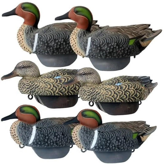 Green Wing Teal Duck Decoys by Heyday Ultra-Light 100% HydroFoam Durable Realistic Design 6 Pack of Duck Hunting Decoys