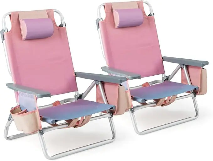 Beach Chairs, Backpack Camping Chair with Armrest, Cooler Bag, Cup Holder, Towel Bar & Side Pockets, Customized