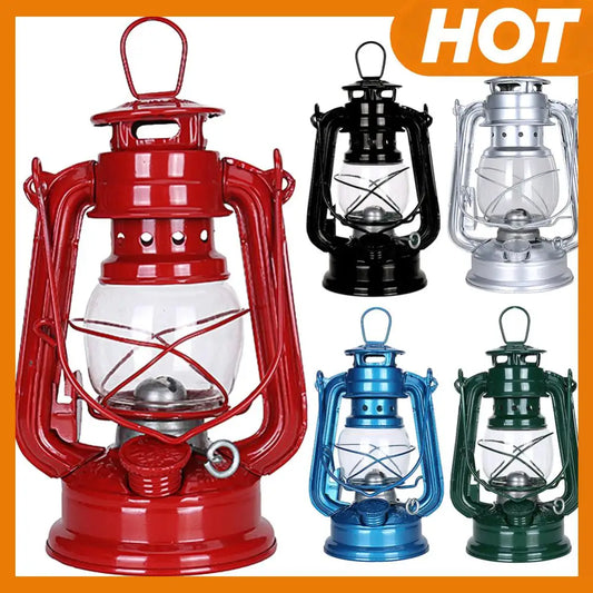 Vintage Fuel Camping Lanterns Metal Kerosene Lantern Oil Burning Lantern with Handle for Patio Decoration