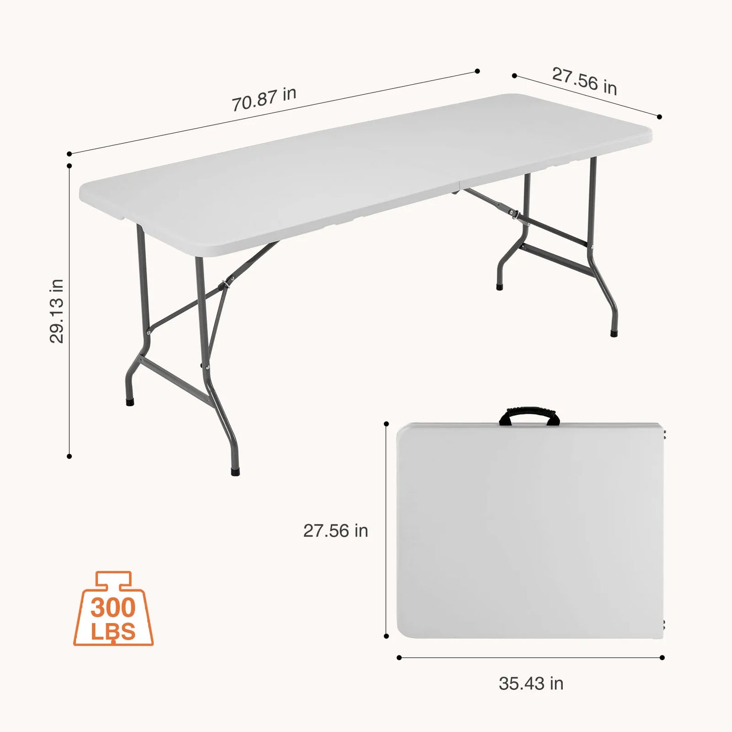 4/6/8 FT Portable Folding Outdoor Indoor Table Heavy Duty Foldable Table with Carrying Handle Safety Lock For Camping Picnic Dining