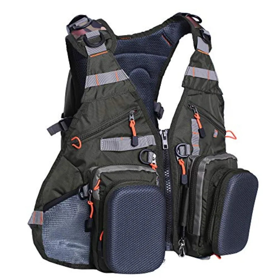 Fishing Vest for Men and Women Outdoor Activity Fly Bass Fishing Vest Backpack Army GreenFV02