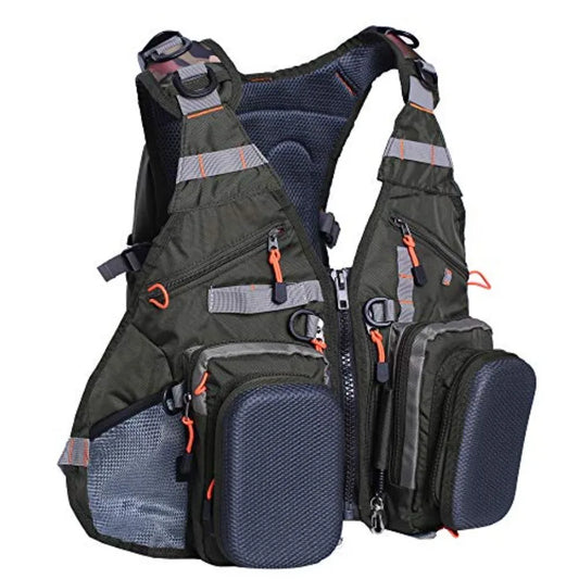Fishing Vest for Men and Women Outdoor Activity Fly Bass Fishing Vest Backpack Army GreenFV02