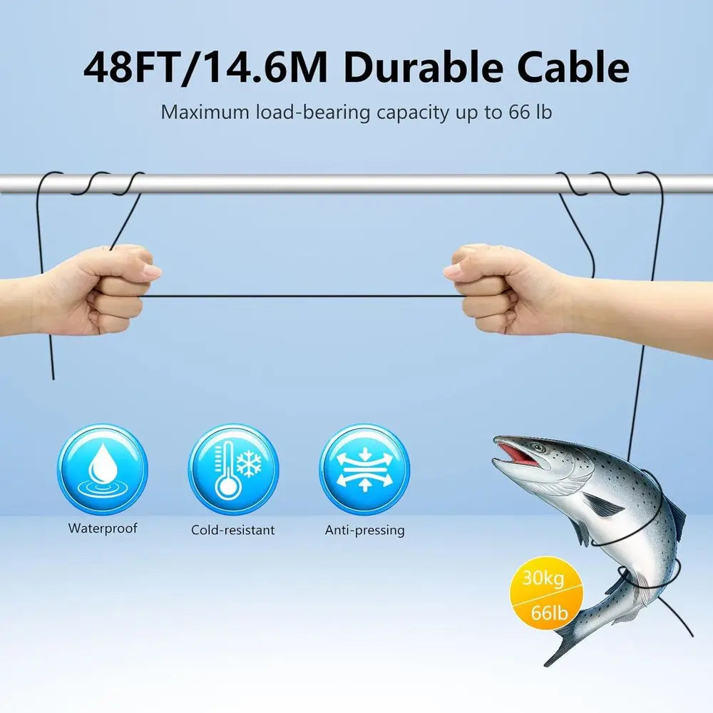 7 IPS Display Fish Finder, 1000TVL Underwater Camera with 12 IR Lights, 6H Battery, USB-C Charge, 48FT Cable for Fishing