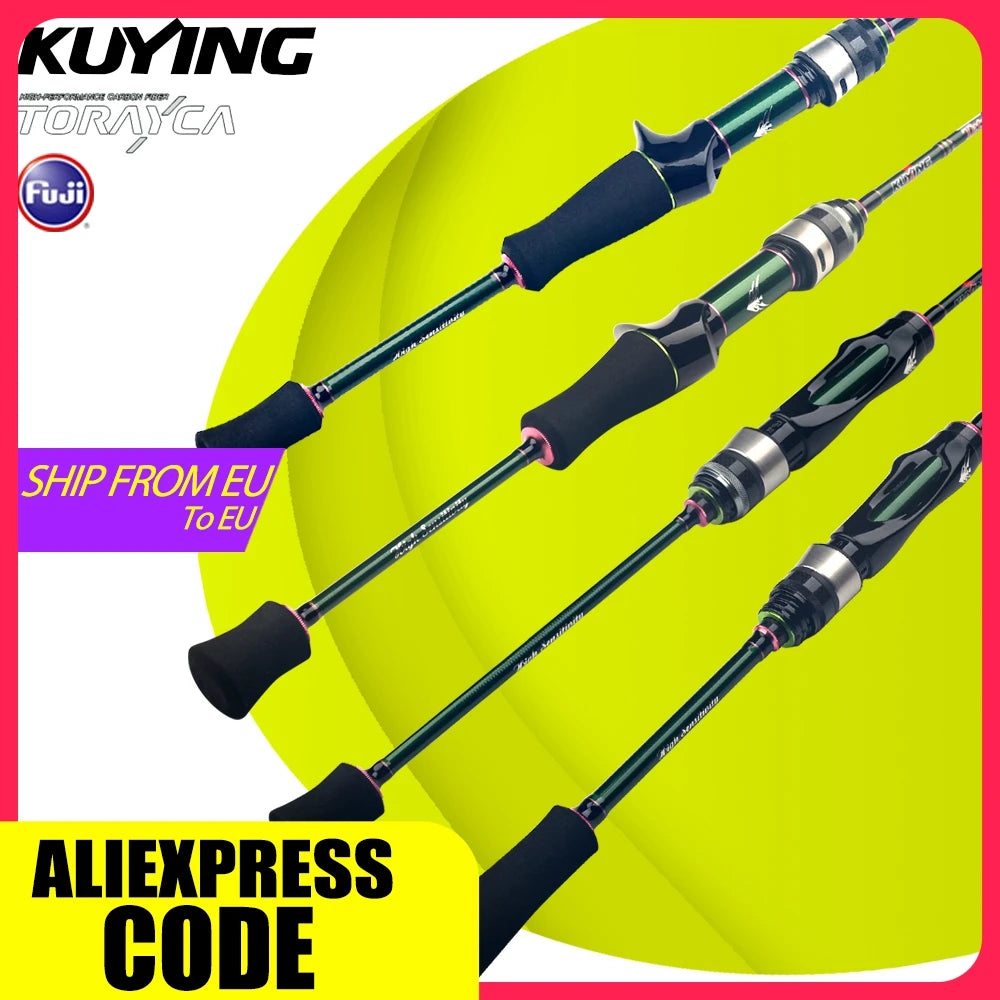 KUYING TETON Stream 5‘10“ 1.75m 6‘0“ 1.8m Spinning Casting Fishing Lure Rod Carbon FUJI Fast Speed Action River 0.3-8g 1-8lb