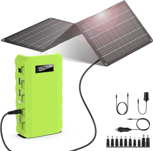 24000mAh 65W Solar Generator with Panels, 88Wh Portable Power Station AC Outlet for Camping Emergency
