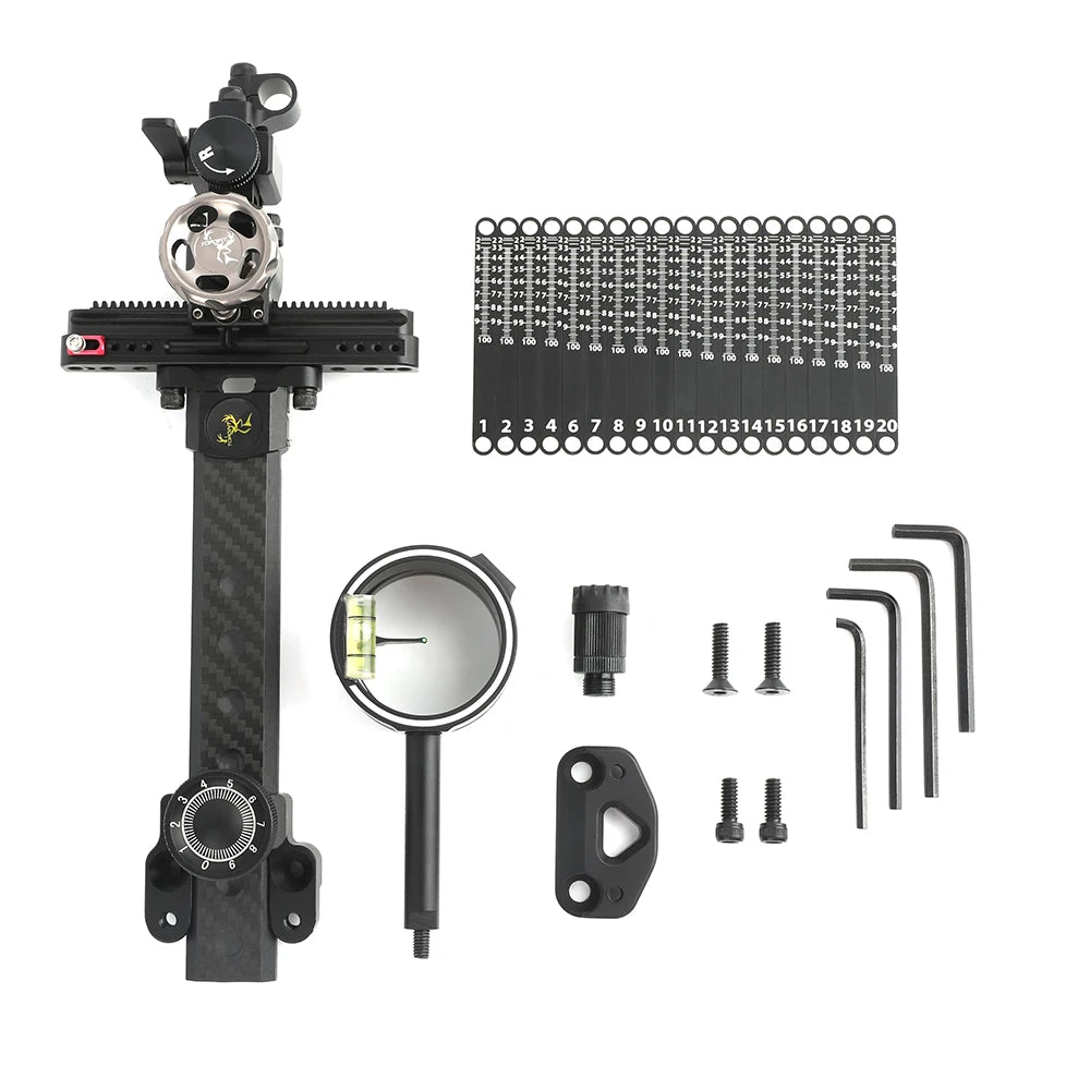 Aiming Tool Compound Bow Single Pin Sight 4/6/8x Lens Carbon Rod Adjustable Outdoor Hunting Shooting Target Bow Accessories