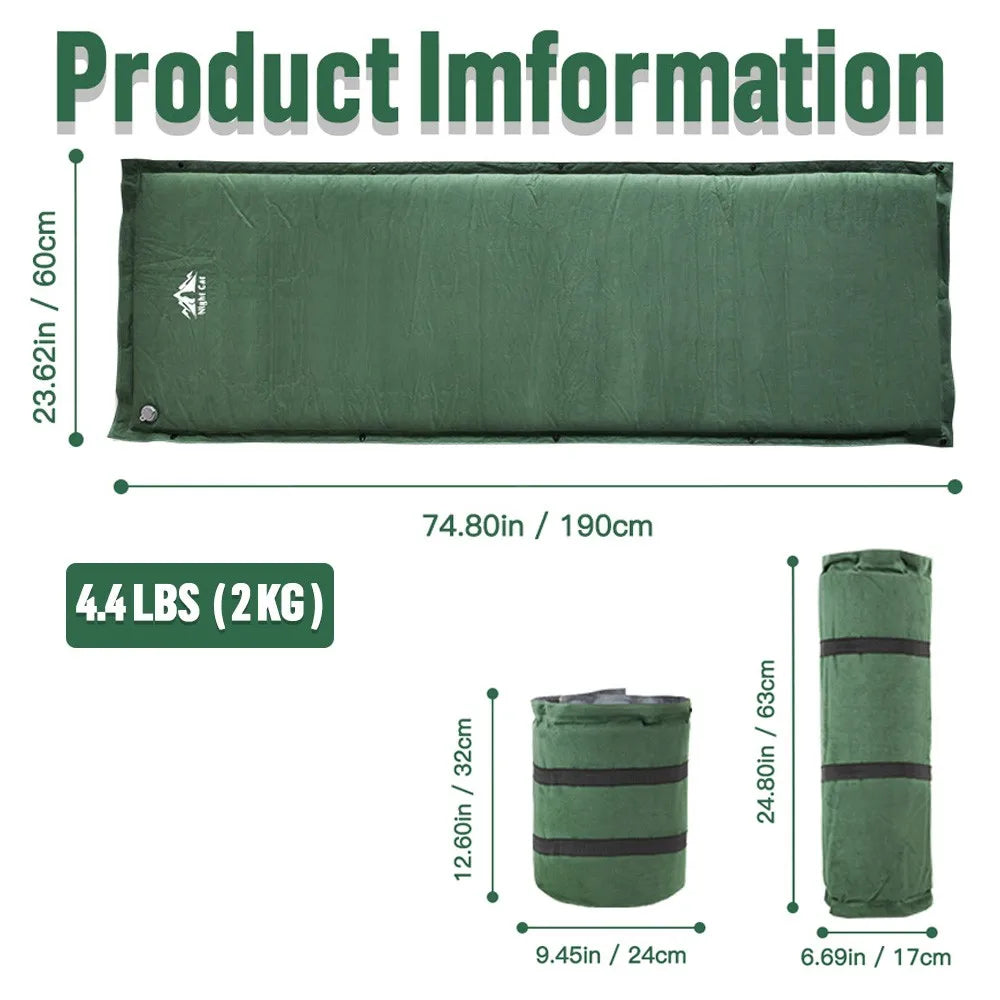 Night Cat Self-Inflating Sleeping Pad: Camping Mattress Single Memory Foam for Hiking - Comfortable Camping Mat Air for Outdoor