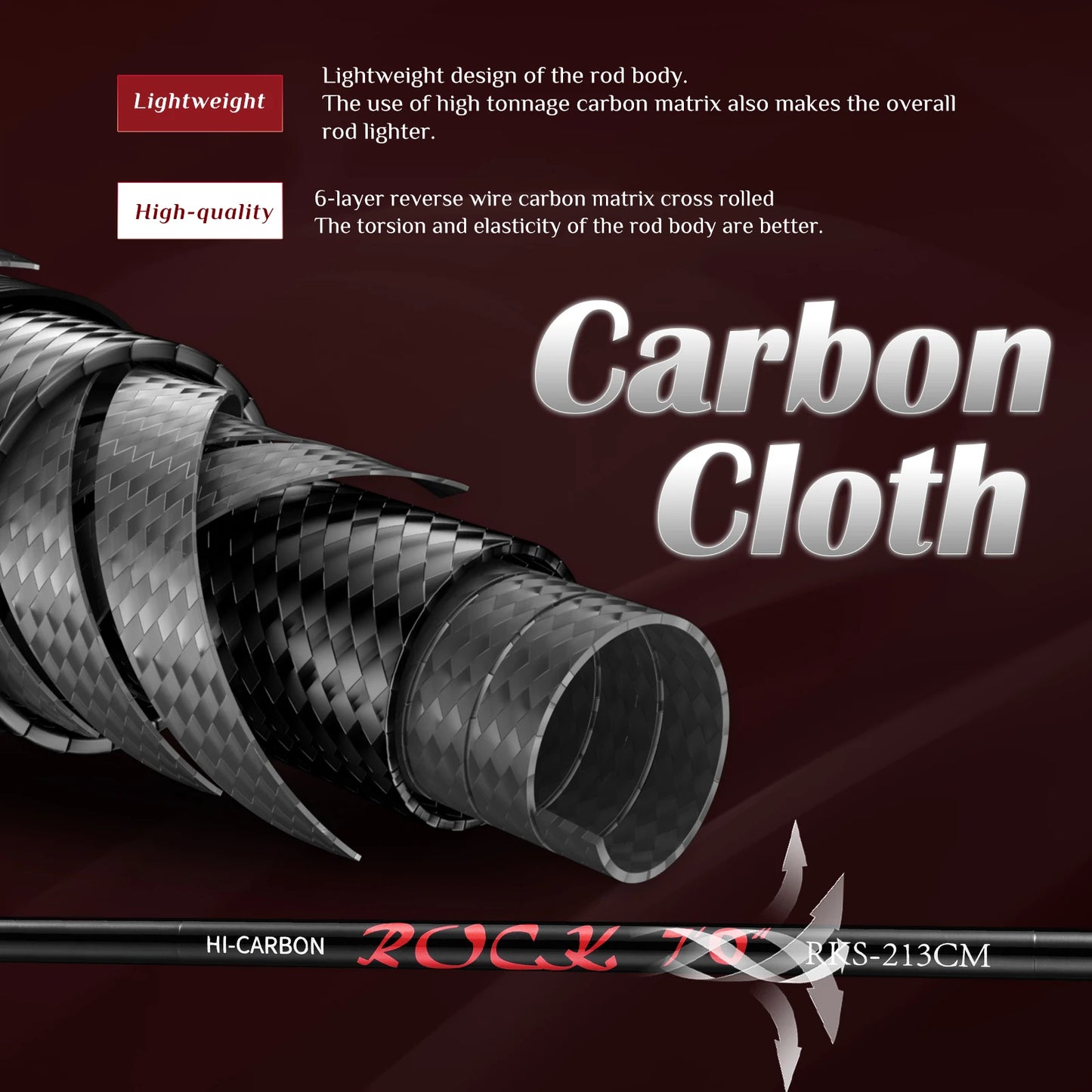 Rooblinos ROCK Lure Fishing Rod 1.98m 2.13m 3.0m Spinning Casting Freshwater Rod 3 Section Casting Fishing Rod Carbon Fiber