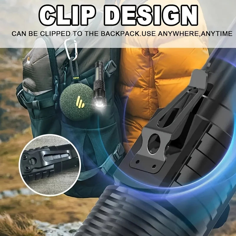 Rechargeable High Lumen LED Flashlight Tactical COB Work Light Power Display Waterproof Camping Emergency Christmas Men Gift