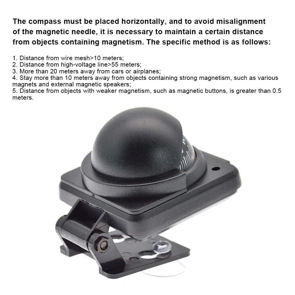 Navigation Magnetic Compass Waterproof Mini Ball Dash Dashboard Nautical Marine Compass for Car Watercraft Boat Caravan Truck