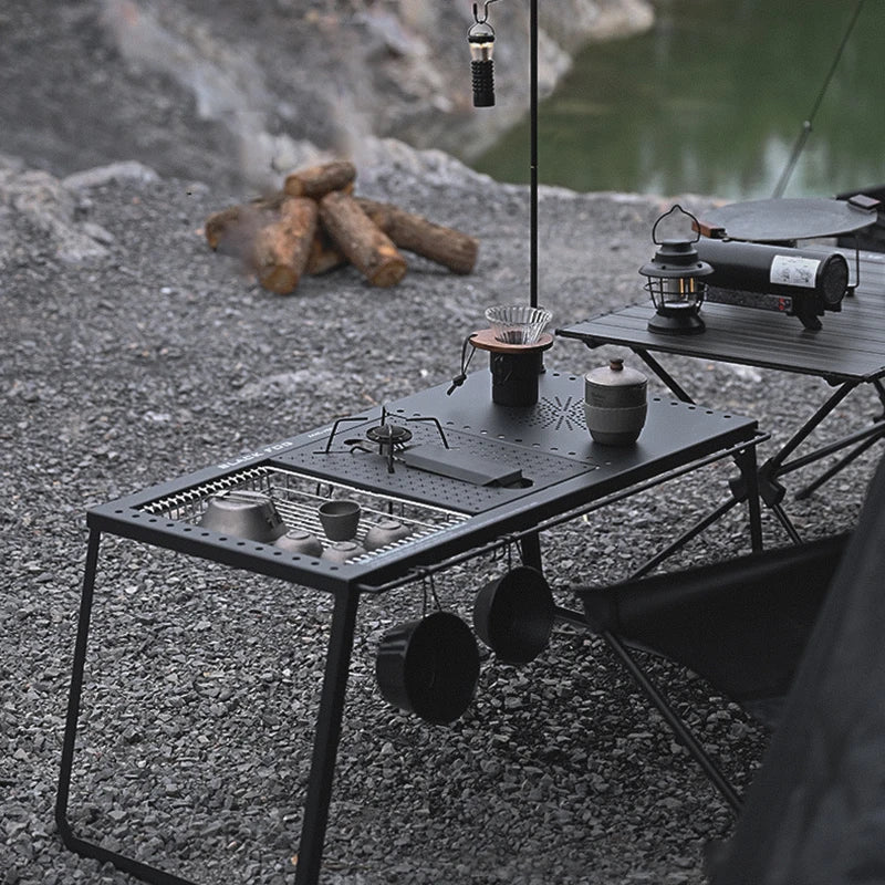 DIVEDEER Camping Picnic Table IGT Portable Outdoor Multi-Functional Detachable Folding Table Set with Grill Accessories