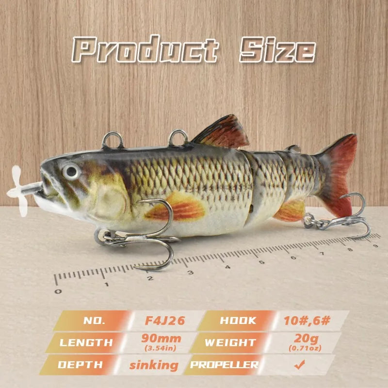 Electric Robotic Fishing Lure 20g 90mm Automatic 4-Segment Multi-Jointed Swimbait USB Rechargeable Wobbler for Pesca Accessories