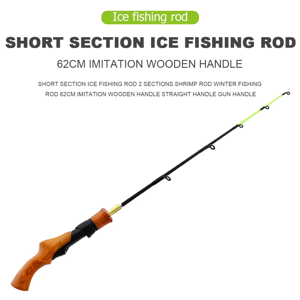 Portable Ice Fishing Rod Tackle Accessories Wooden Handle Winter Fishing Pole for Outdoor Fishing Portable Supplies