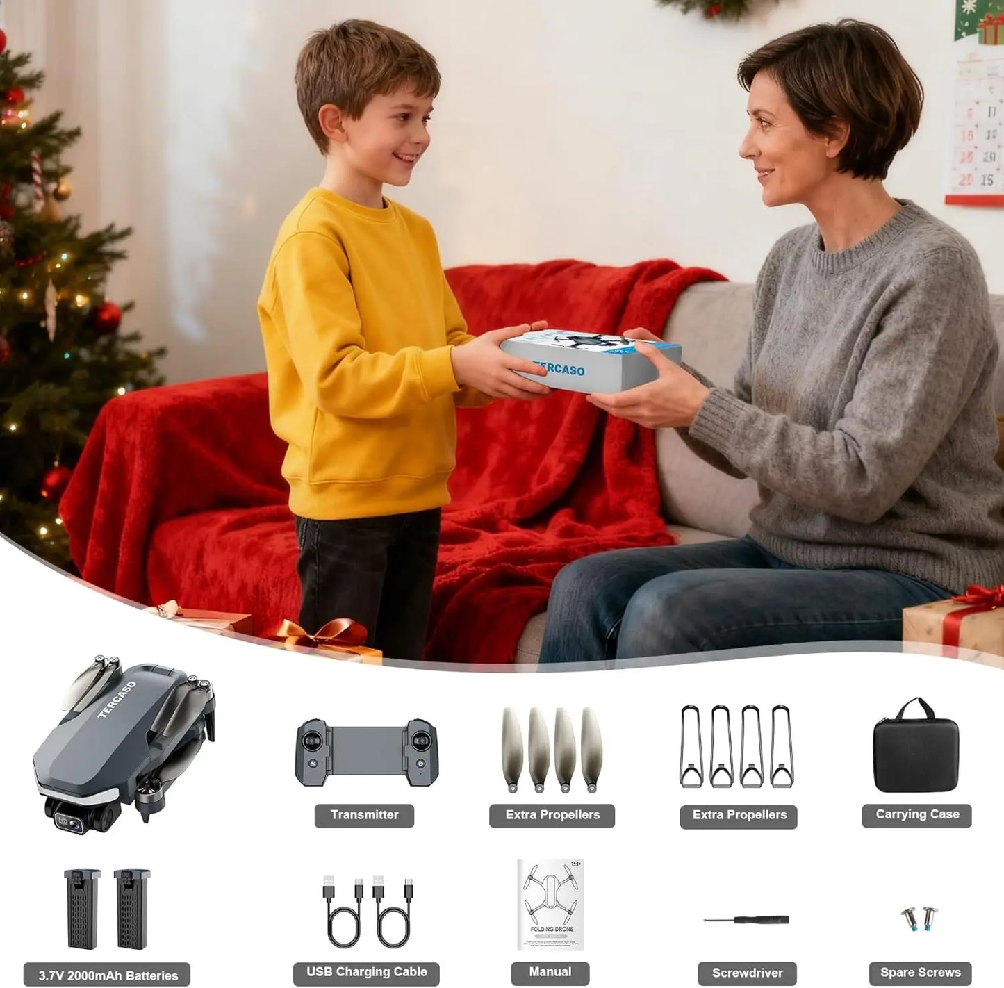 2K HD Camera GPS Drone with Auto Return, Foldable Quadcopter for Adults and Beginners