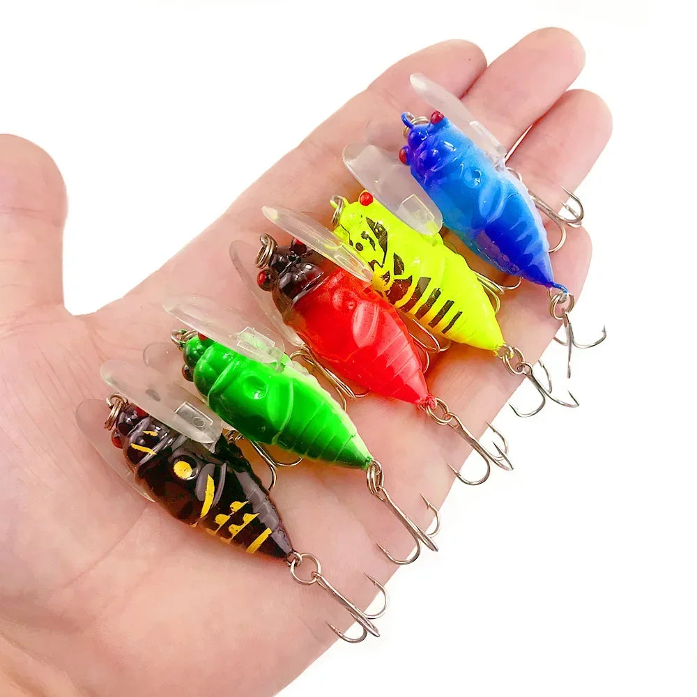 4cm 5.5g Bionic Iscas  Artificial Wobblers Crankbait Pesca Insect Pike Tackle Simulation Cicada Hard Fake Bait Fishing Lure 1pcs