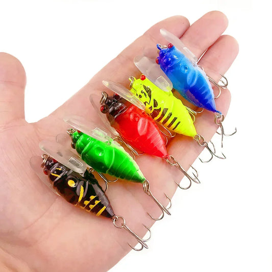 4cm 5.5g Bionic Iscas  Artificial Wobblers Crankbait Pesca Insect Pike Tackle Simulation Cicada Hard Fake Bait Fishing Lure 1pcs
