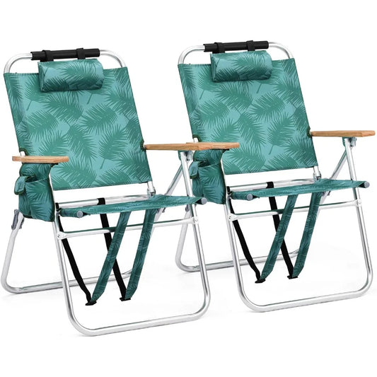 Lightweught 17" Backpack Beach Chair, Tall Beach Chairs for Adults, Portable with Adjustable Straps, 3-Position Customized