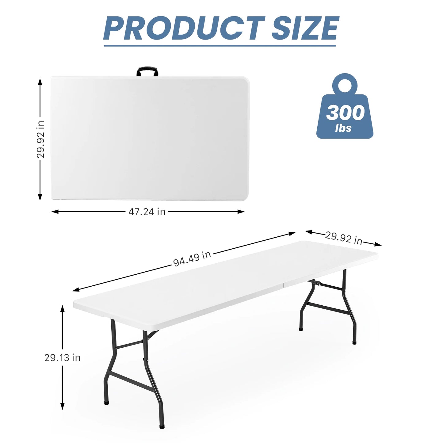 4/6/8 FT Portable Folding Outdoor Indoor Table Heavy Duty Foldable Table with Carrying Handle Safety Lock For Camping Picnic Dining