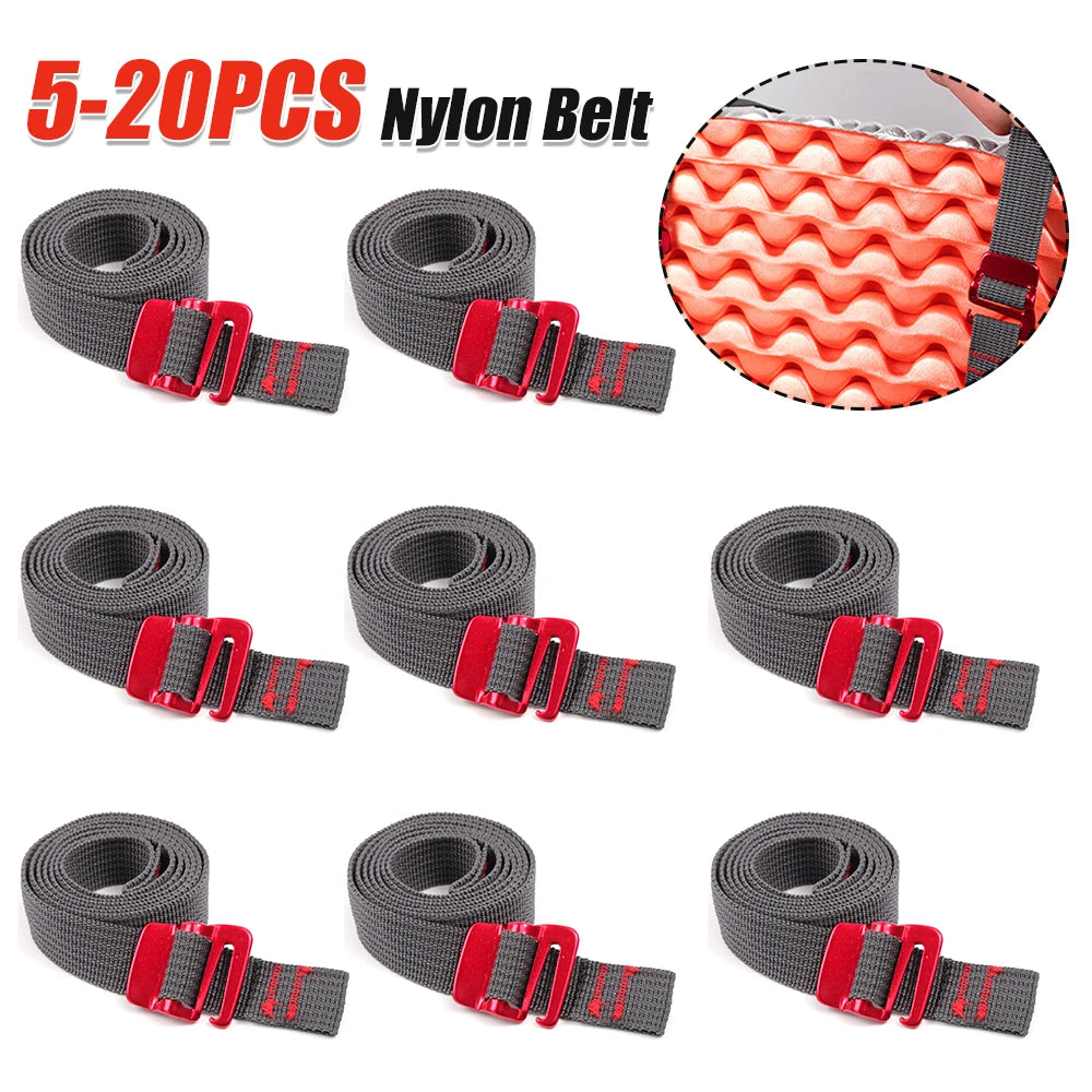 5-20PCS 1.5m Cord Tape Nylon Rope with Quick Release Hook Hiking Climbing Tension Belts  Buckle Tie-Down Belt Cargo Straps