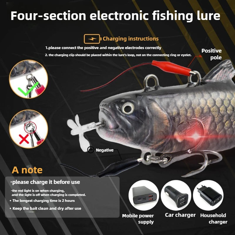 Electric Robotic Fishing Lure 20g 90mm Automatic 4-Segment Multi-Jointed Swimbait USB Rechargeable Wobbler for Pesca Accessories