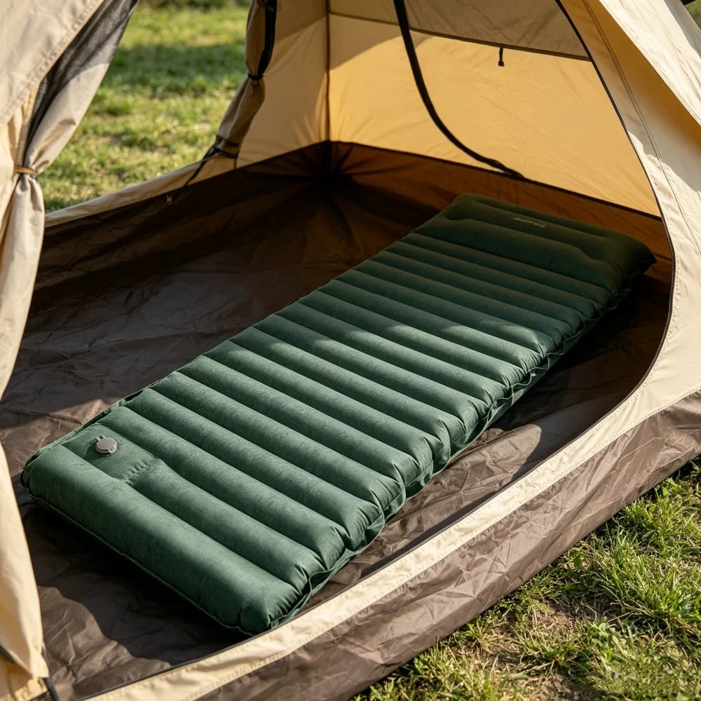 Night Cat Sleeping Pad for 1Person Camping Hiking - Ultralight Inflatable Sleeping Mat with Built-in Pillow & Foot Pump