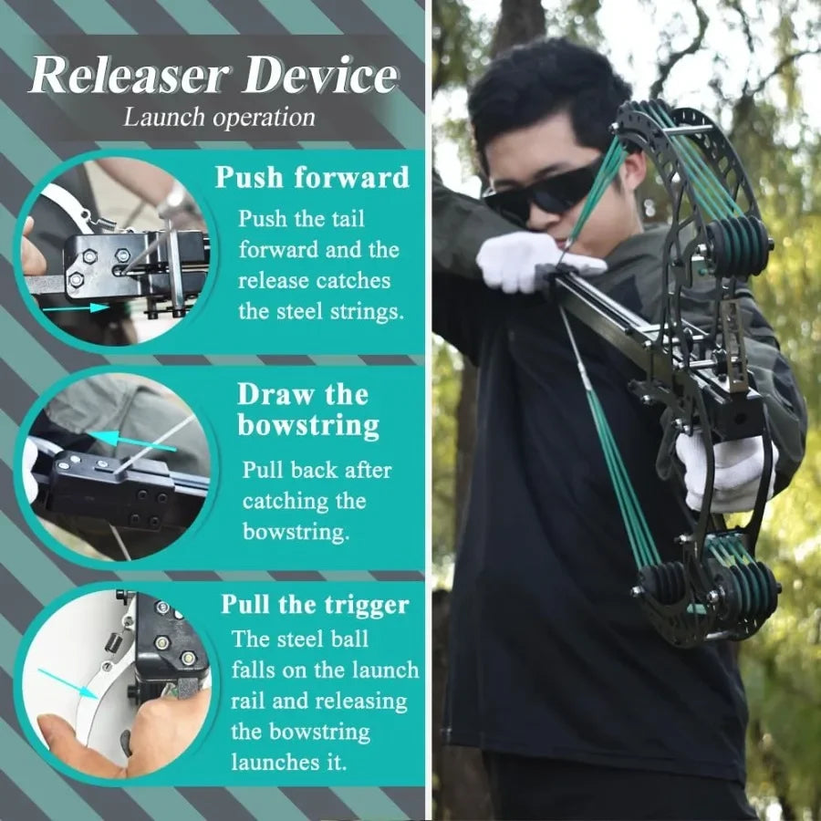 Ball Bearing Bow Compound Bow Set That Shoots Steel Balls Right Handed Hunting Bows for Adults Composite Pulley Bow with Contin