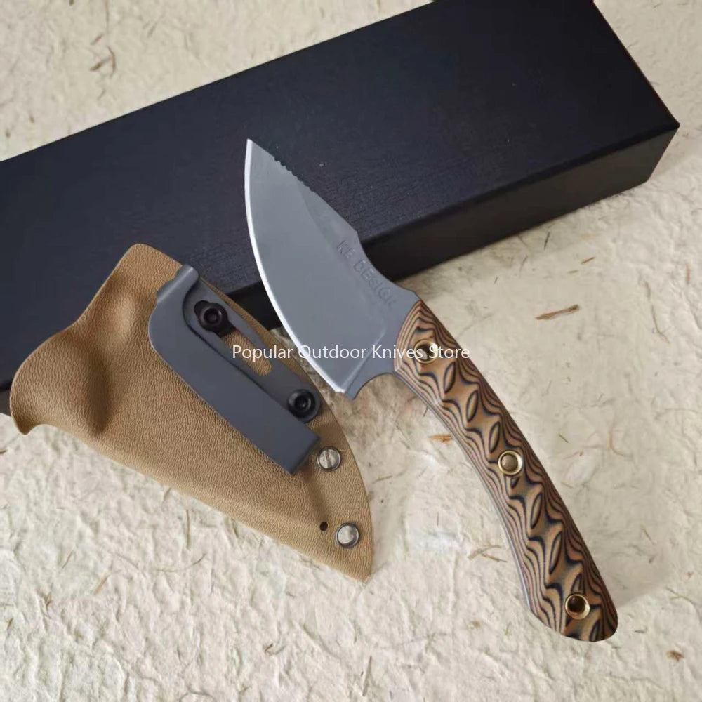 Tactical Nomad Fixed Blade Knife, Brown G-10, Wilderness Survival Hunting Outdoor Essentials Tool, Durable Sheath, Camping Knife